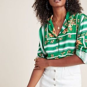 NWT Anthropologie Giselle Scarf-Printed Top Sz XS